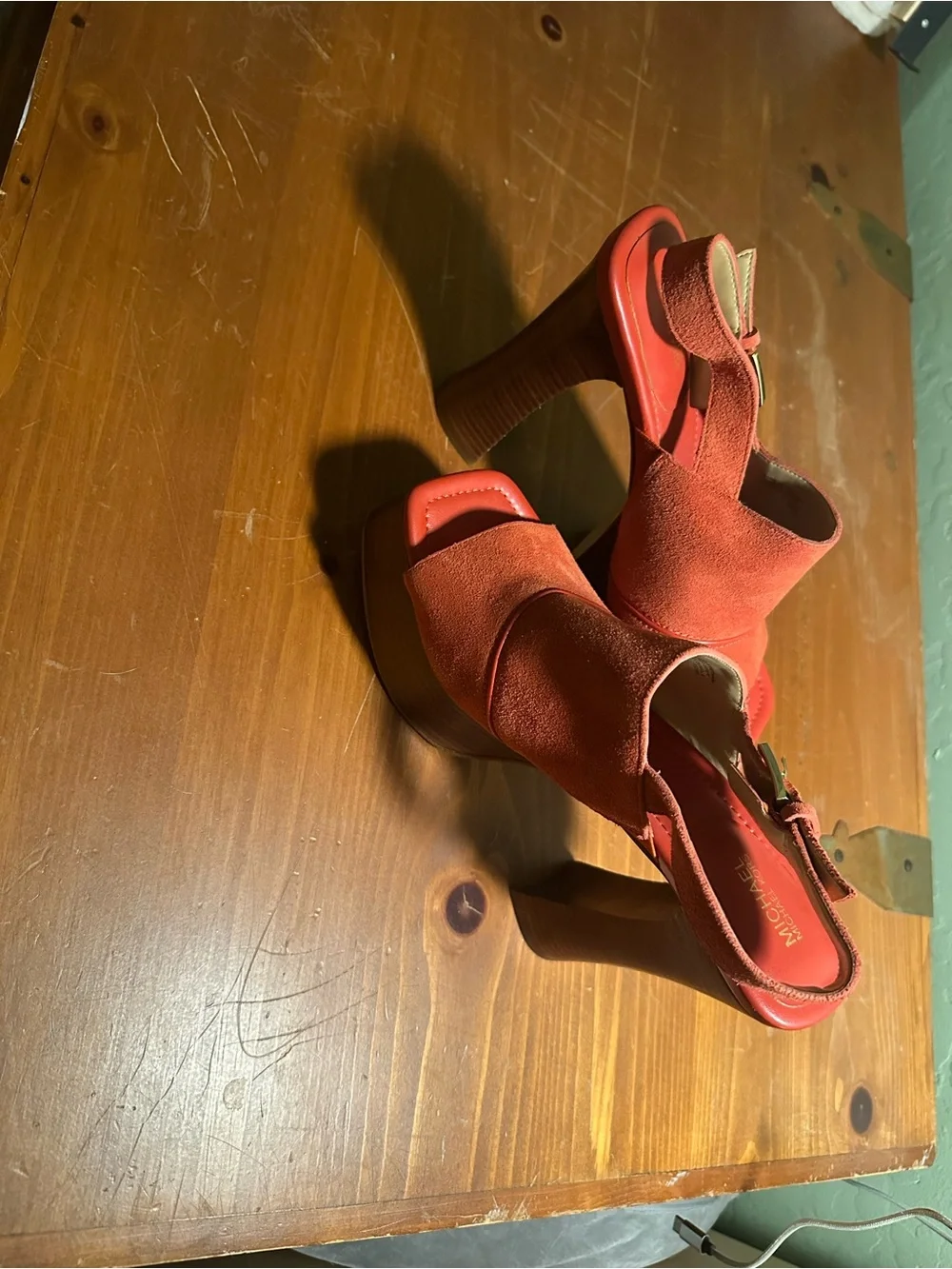 Michael Kors Burnt Orange Suede Platform Sandals